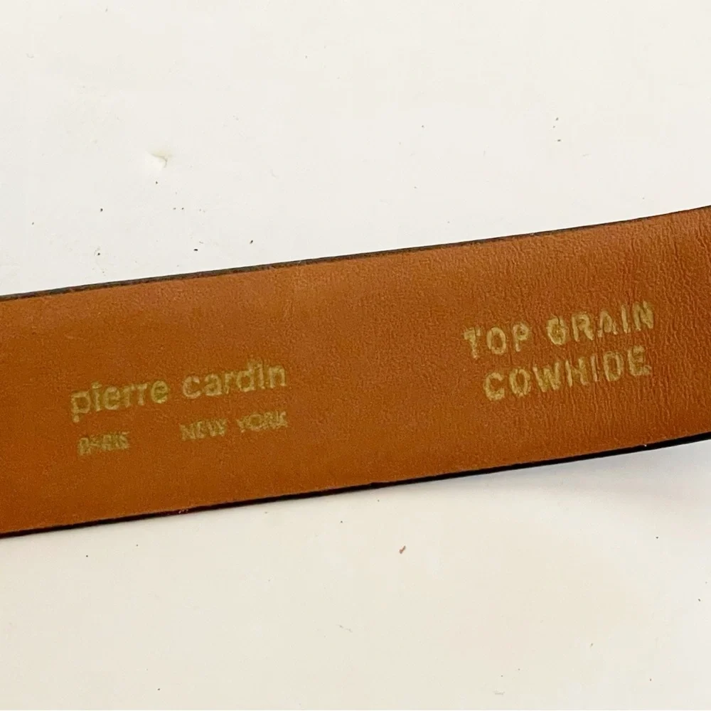 Pierre Cardin Vintage Men’s Size 38 Red Top Grain‎ Cowhide Skinny Belt Gold